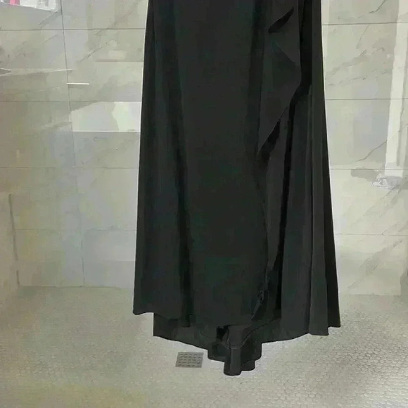 La Femme- NWT Black Ruched Jersey Column Gown sz 2 - Picture 9 of 11